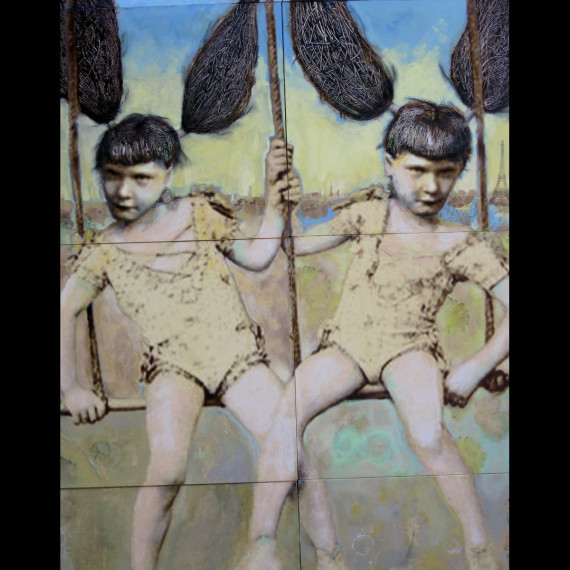 Trapese Sisters, 4ftx2ft, Mixed on 8 Panels2